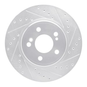 Mercedes-Benz SL500 Brake Rotor (1) - Rear Right - R1 Concepts - Drilled & Slotted - Silver - `93-`02